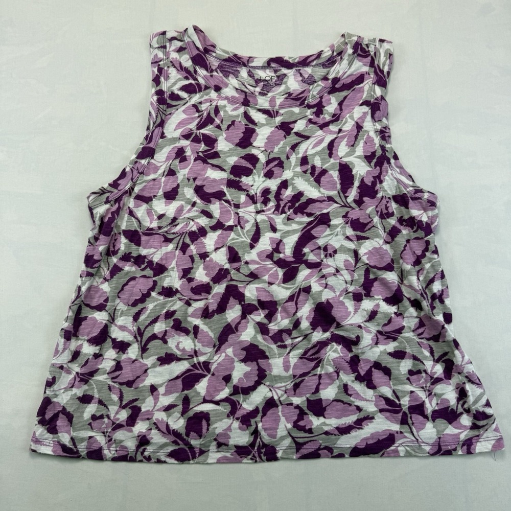 LOFT Outlet Women's Large Purple Floral Sleeveless Tank Top Scoop Neck